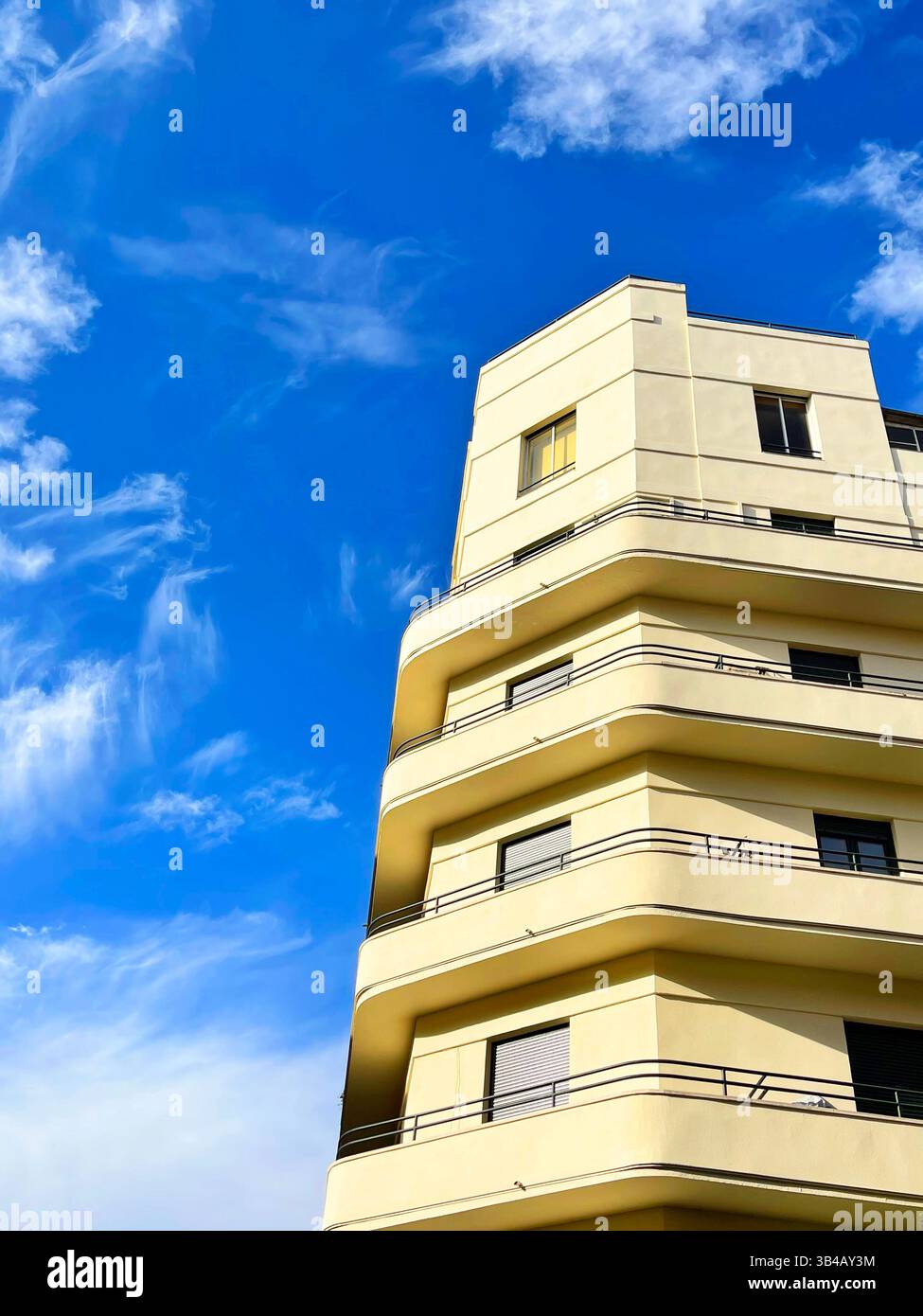 Facade of house. Lope de Rueda street, Madrid, Spain. - Smartphone Captured Stock Image