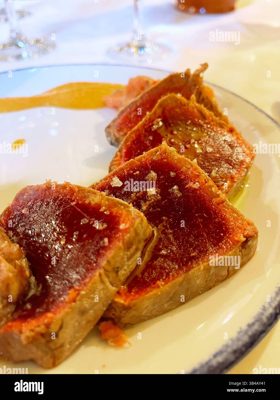 Grilled red tuna loin. Spain. - Smartphone Captured Stock Image