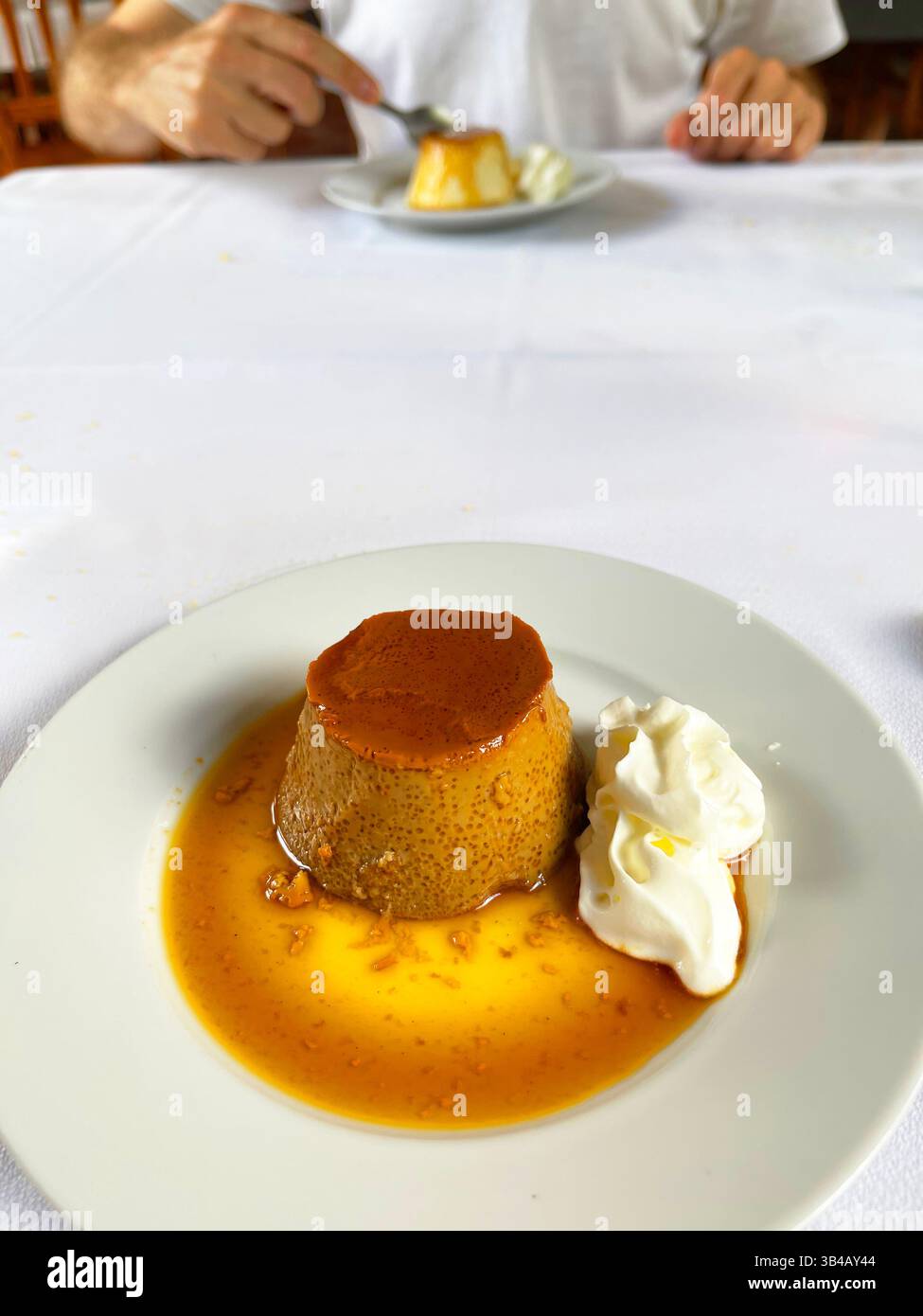 Coffee cream caramel with cream. Spain. - Smartphone Captured Stock Image