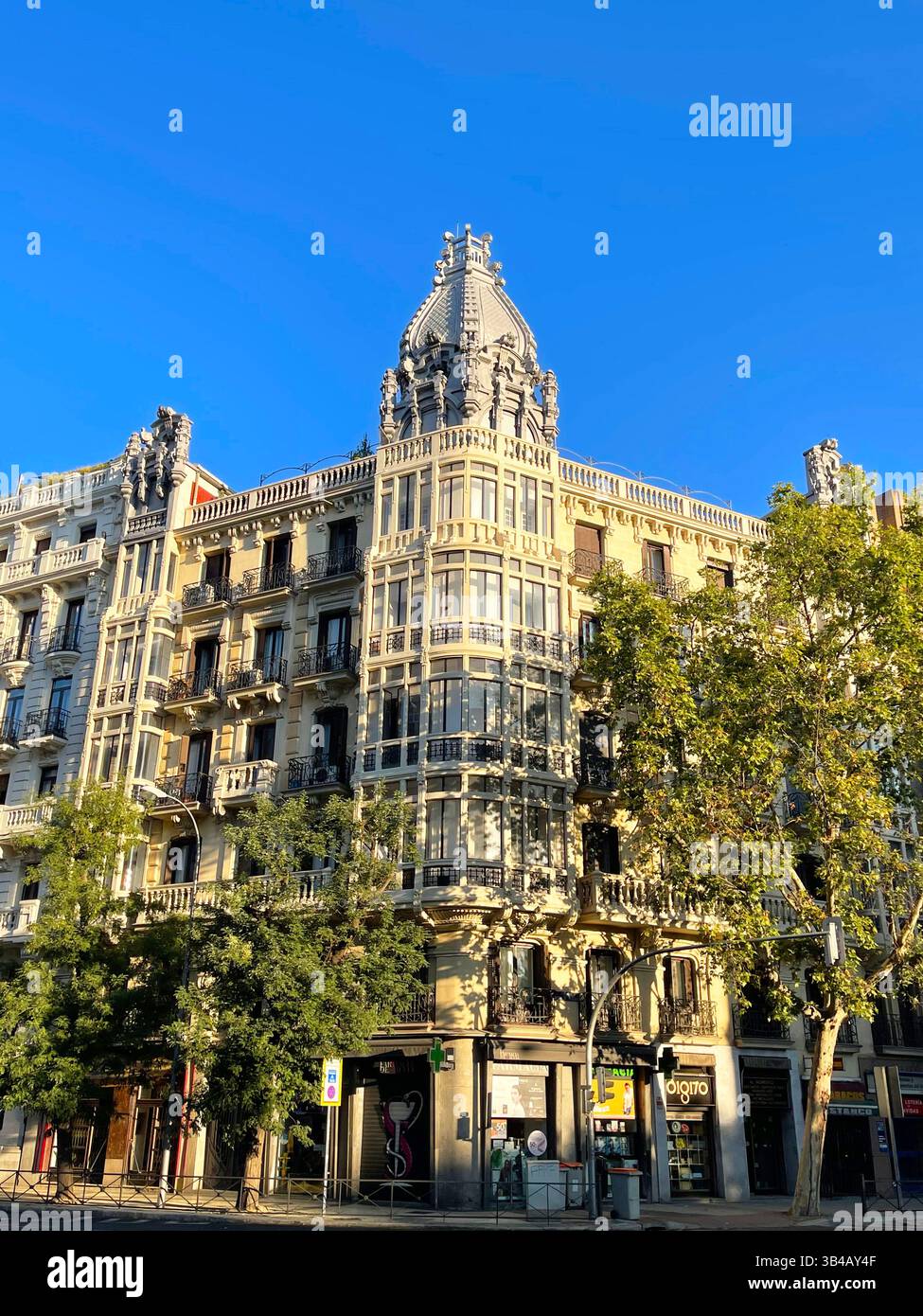 Facade of Art-Nouveau building. Principe de Vergara street, Madrid, Spain. - Smartphone Captured Stock Image