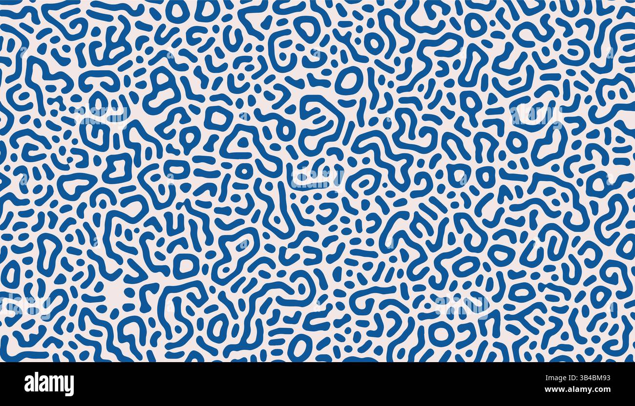 Navy blue psychedelic texture. Abstract background with Turing diffusion effect. Trippy hypnotic abstraction. Bizarre structure. Stock Vector