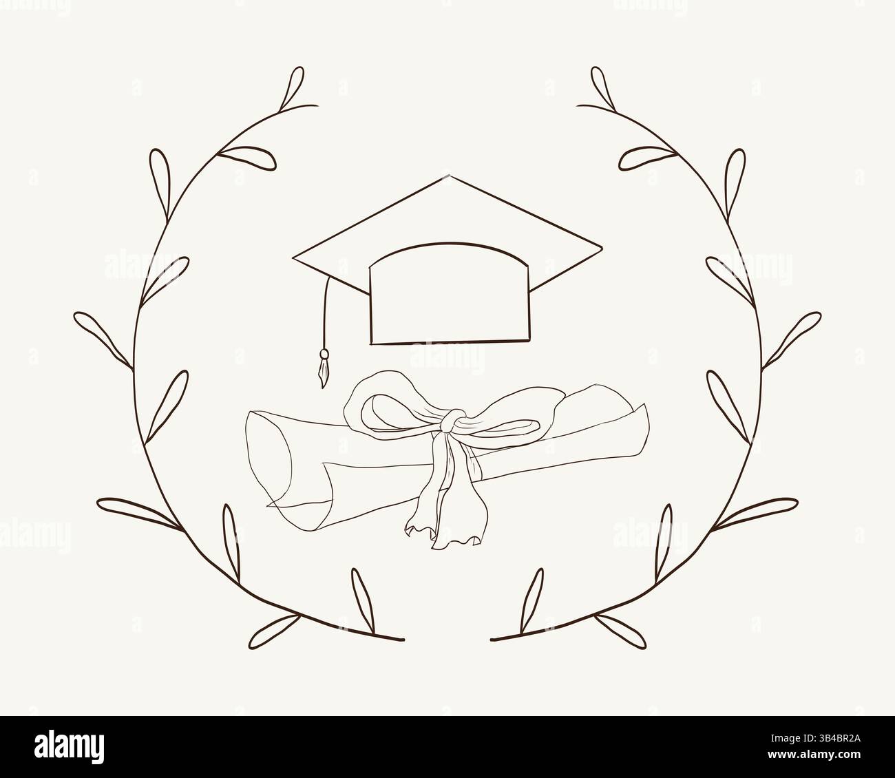 Outline Grad Hand Graduation hat doodle line. University Cap of graduate and certificate ...