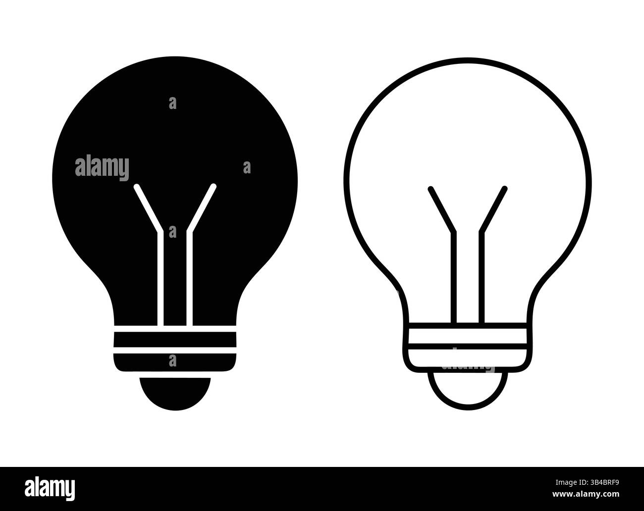 Two Simple Lightbulb Icons, Black and White Stock Vector