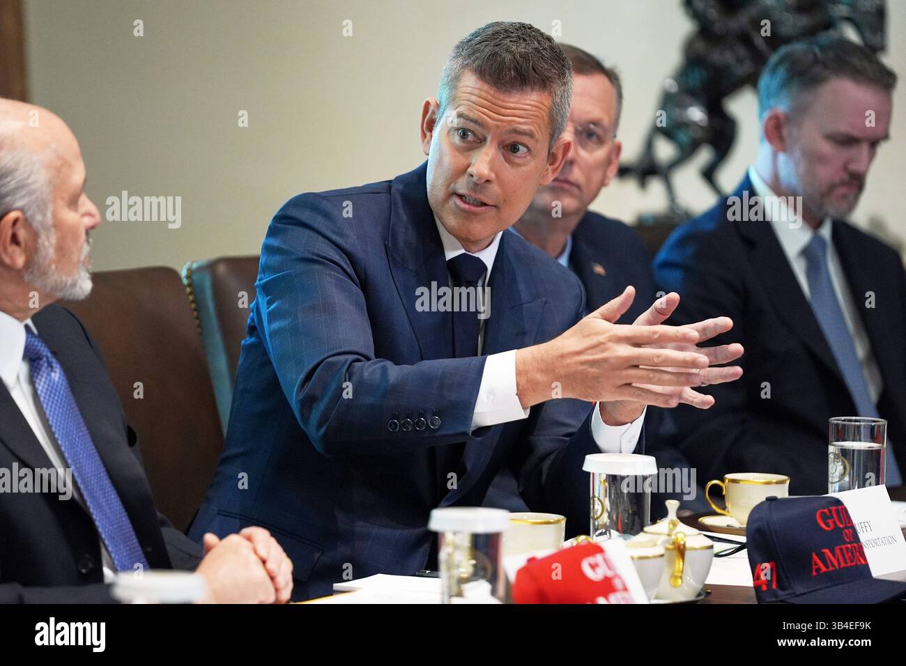Secretary of Transportation Sean Duffy, speaks during a cabinet meeting