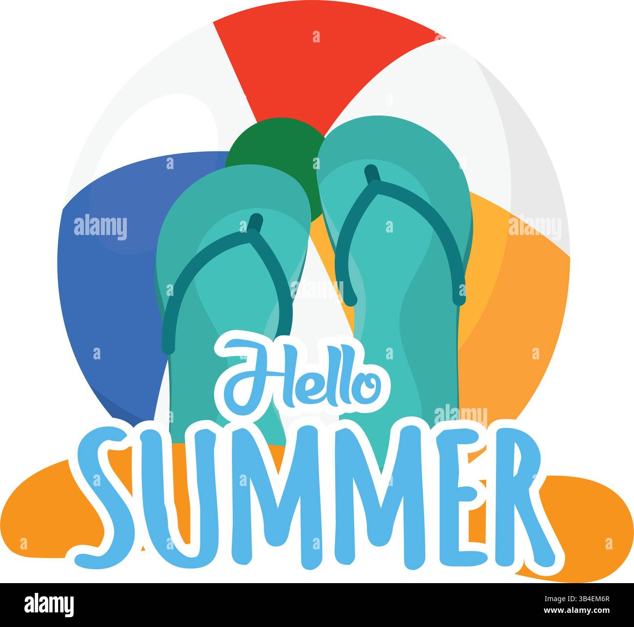 Flip flops and beach ball. Vector illustration Stock Vector Image & Art ...
