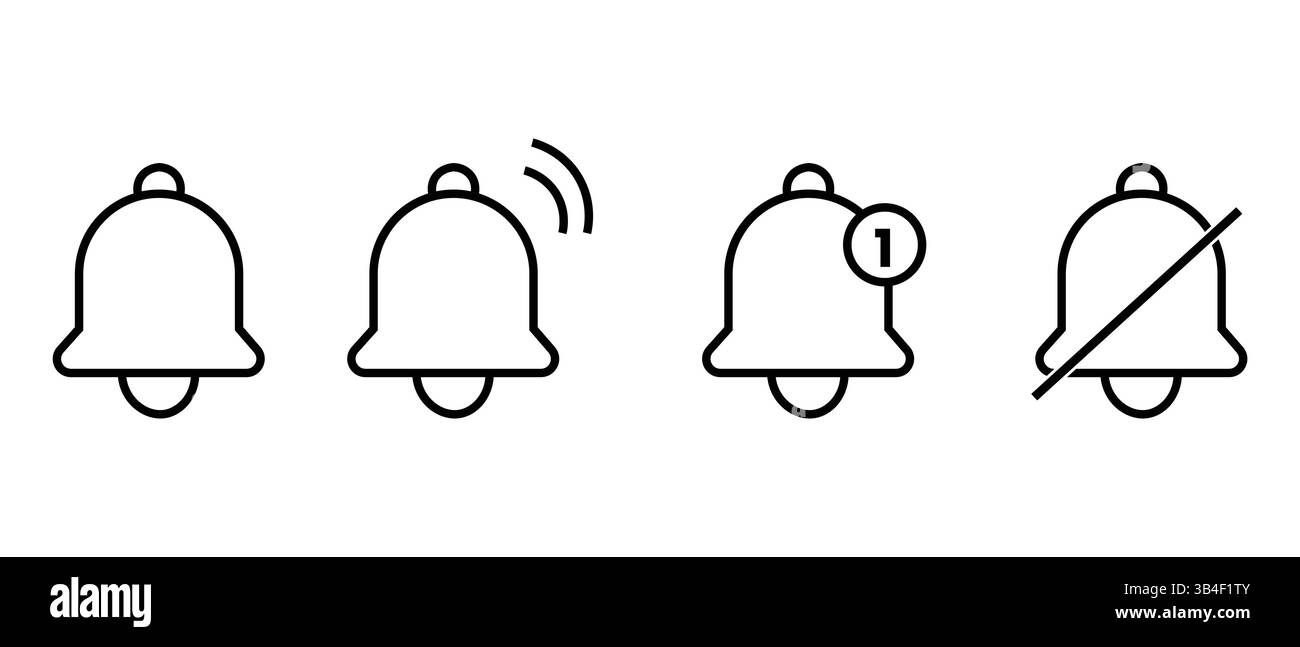 Notification Bell line icon vector isolated on white background Stock Vector