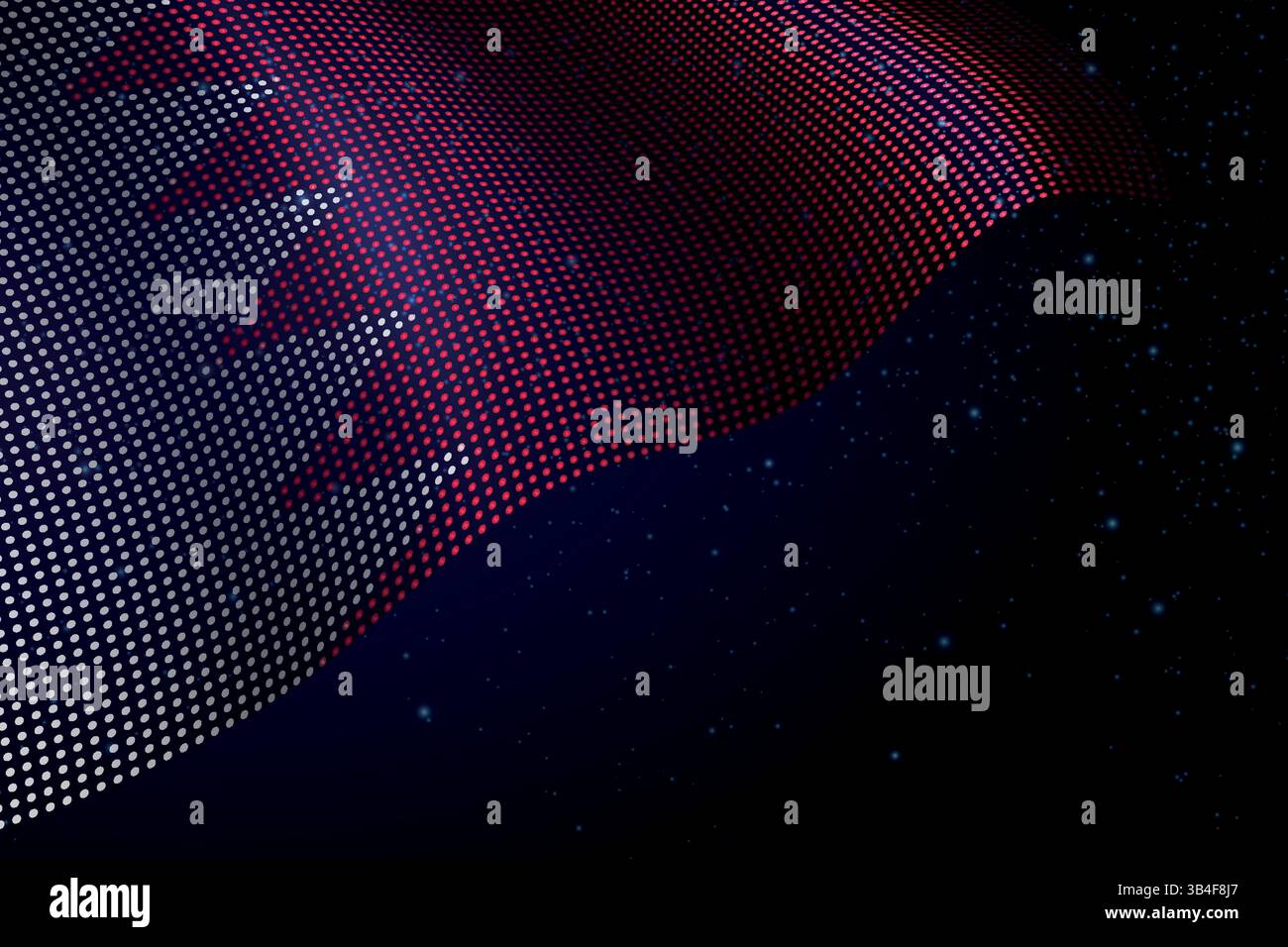 Bahrain digital flag made of dots, waving over a starry dark background Stock Vector