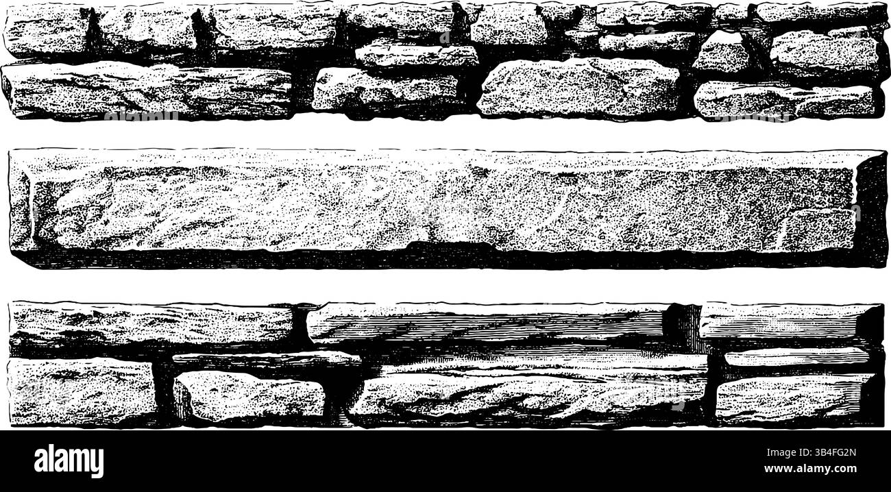 Engraved illustration of brick patterns with stone textures for ...