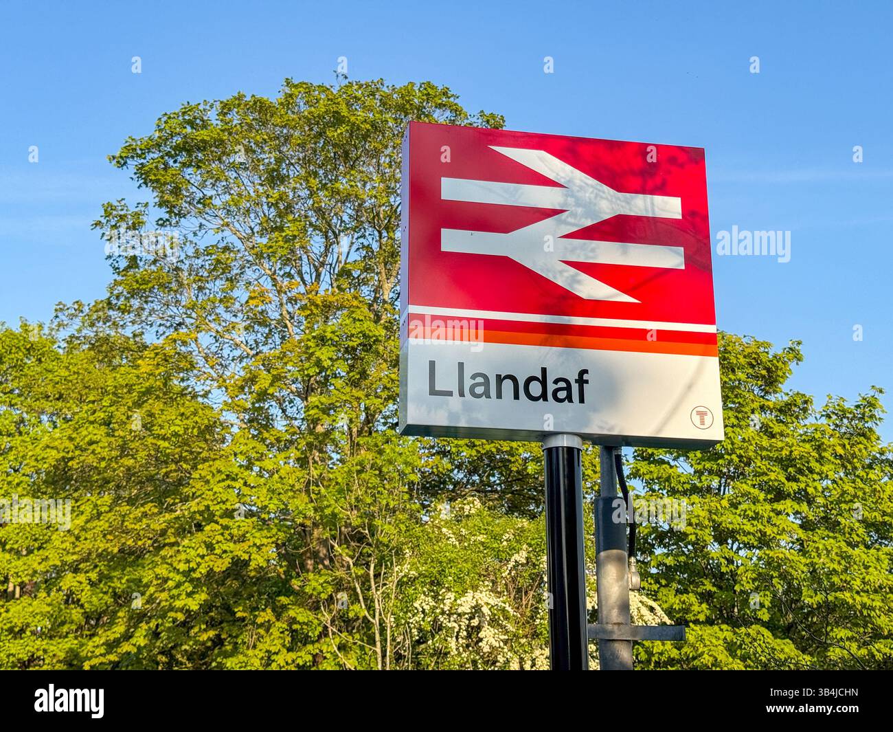 Cardiff, Wales, UK - 29 April 2025: Sign at the entrance to Llandaff North railway station on the outskirts of Cardiff. - Smartphone Captured Stock Image