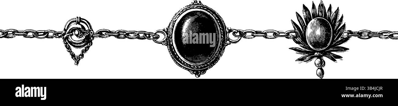 Vintage jewelry designs featuring anklets and lockets for craft and design projects. Stock Vector