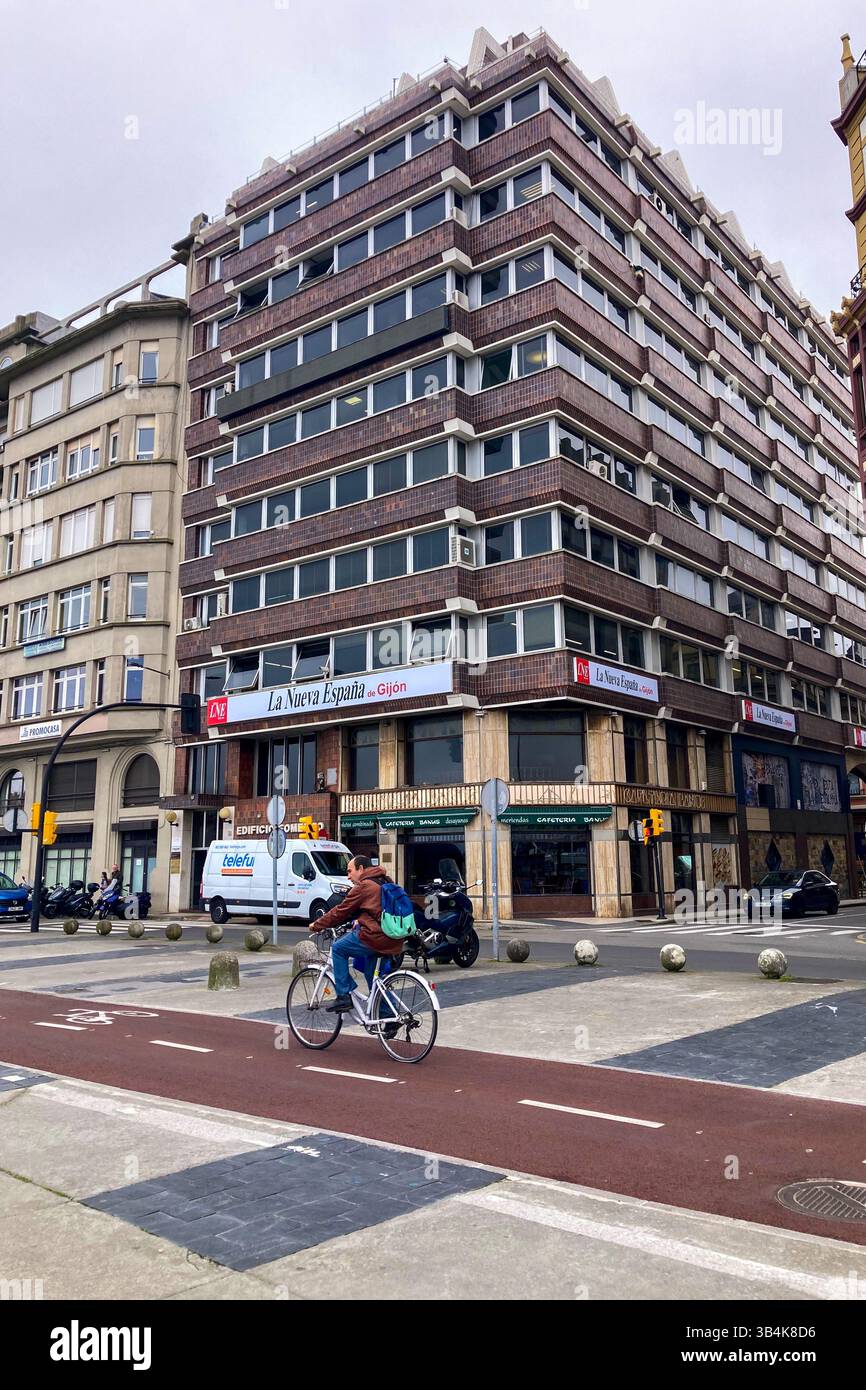 GIJON, SPAIN - APRIL  7, 2025: Gijón is a vibrant coastal city in Asturias, Spain, known for its beaches, culture, and maritime heritage. - Smartphone Captured Stock Image