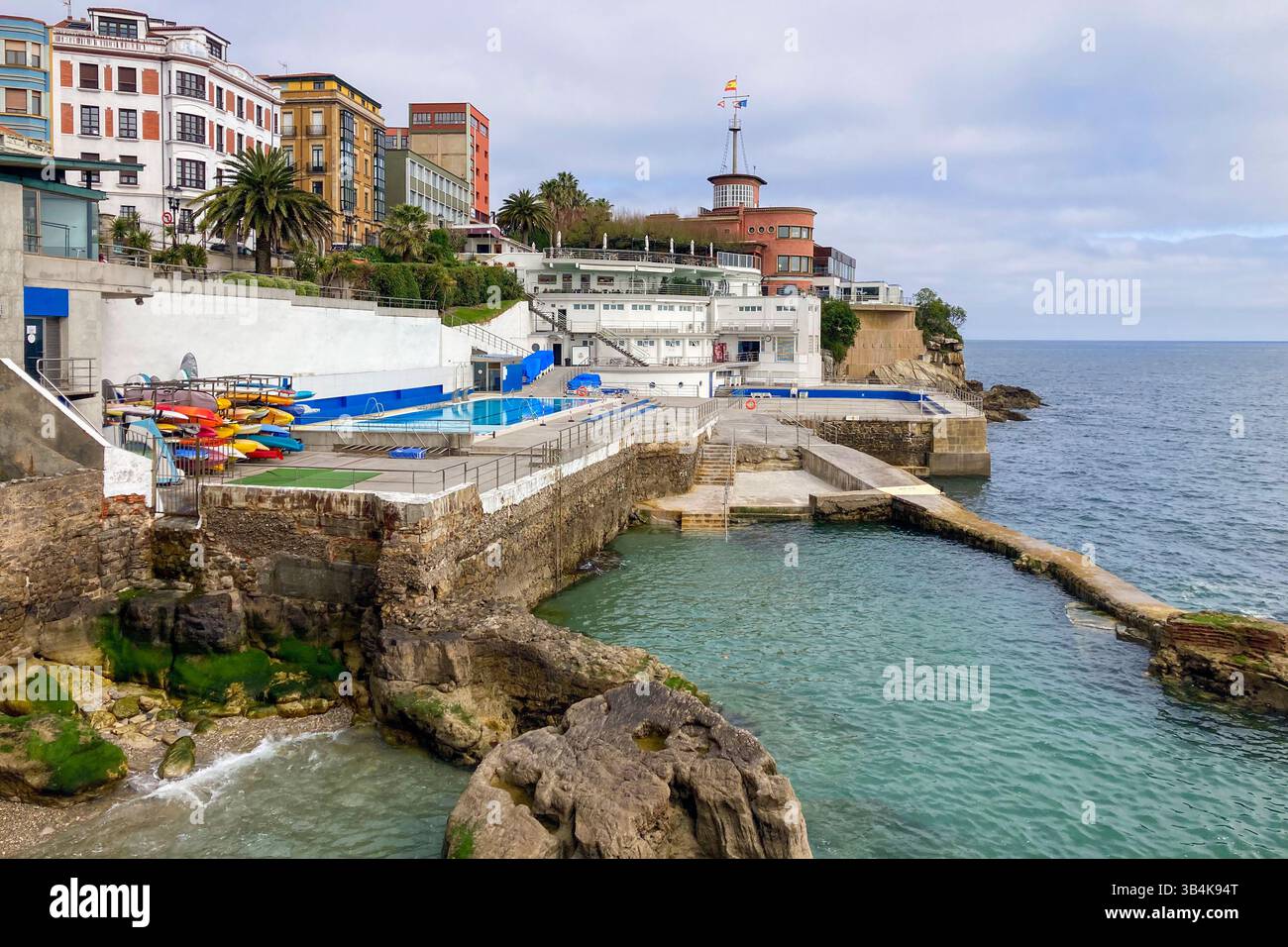 GIJON, SPAIN - APRIL  7, 2025: Gijón is a vibrant coastal city in Asturias, Spain, known for its beaches, culture, and maritime heritage. - Smartphone Captured Stock Image