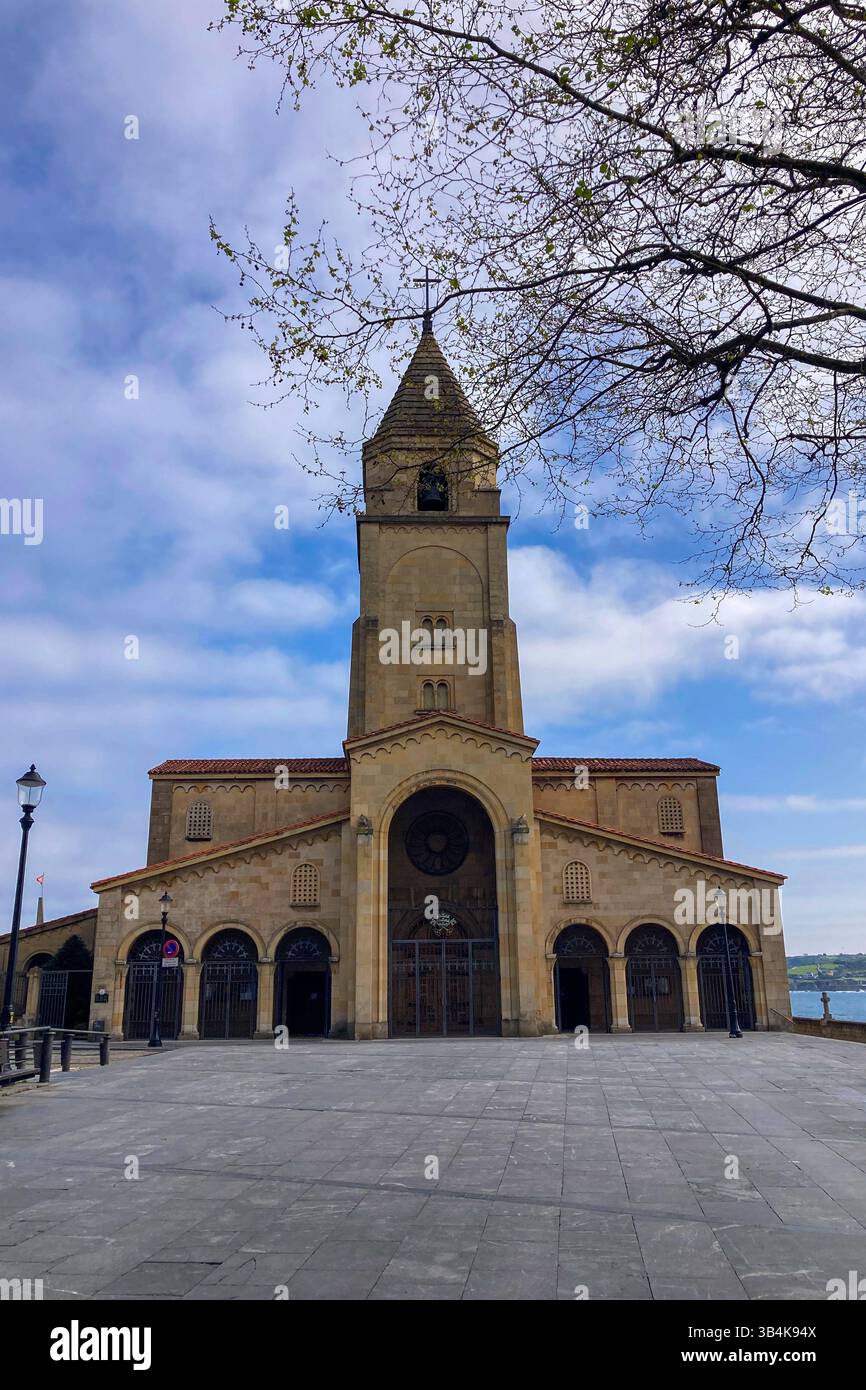 GIJON, SPAIN - APRIL  7, 2025: San Pedro church is a roman catholic church in Gijón, Asturias, Spain - Smartphone Captured Stock Image
