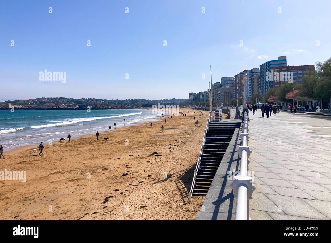 GIJON, SPAIN - APRIL  7, 2025: Gijón is a vibrant coastal city in Asturias, Spain, known for its beaches, culture, and maritime heritage. - Smartphone Captured Stock Image