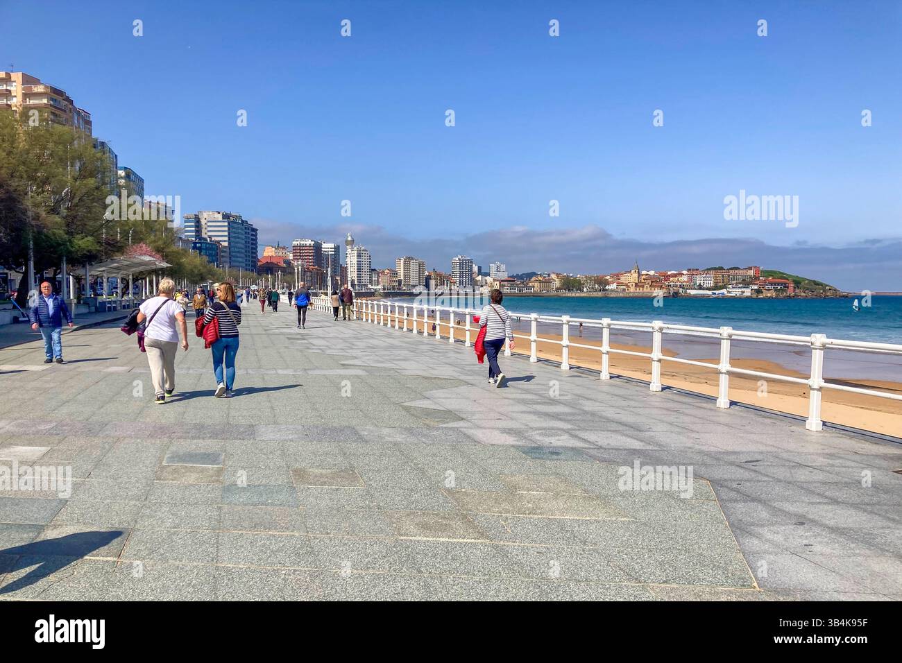 GIJON, SPAIN - APRIL  7, 2025: Gijón is a vibrant coastal city in Asturias, Spain, known for its beaches, culture, and maritime heritage. - Smartphone Captured Stock Image