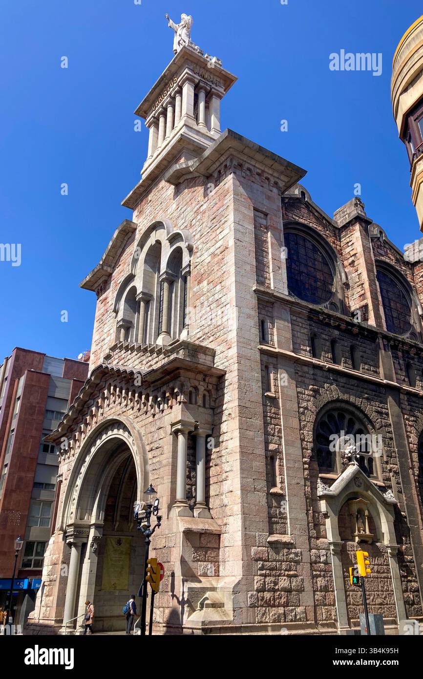GIJON, SPAIN - APRIL  7, 2025: Basilica of the Sacred Heart of Jesus is catholic church in Gijón, Asturias, Spain - Smartphone Captured Stock Image