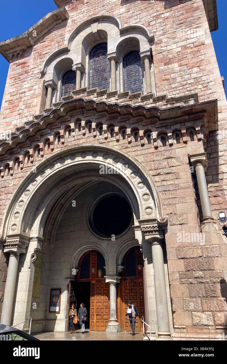 GIJON, SPAIN - APRIL  7, 2025: Basilica of the Sacred Heart of Jesus is catholic church in Gijón, Asturias, Spain - Smartphone Captured Stock Image