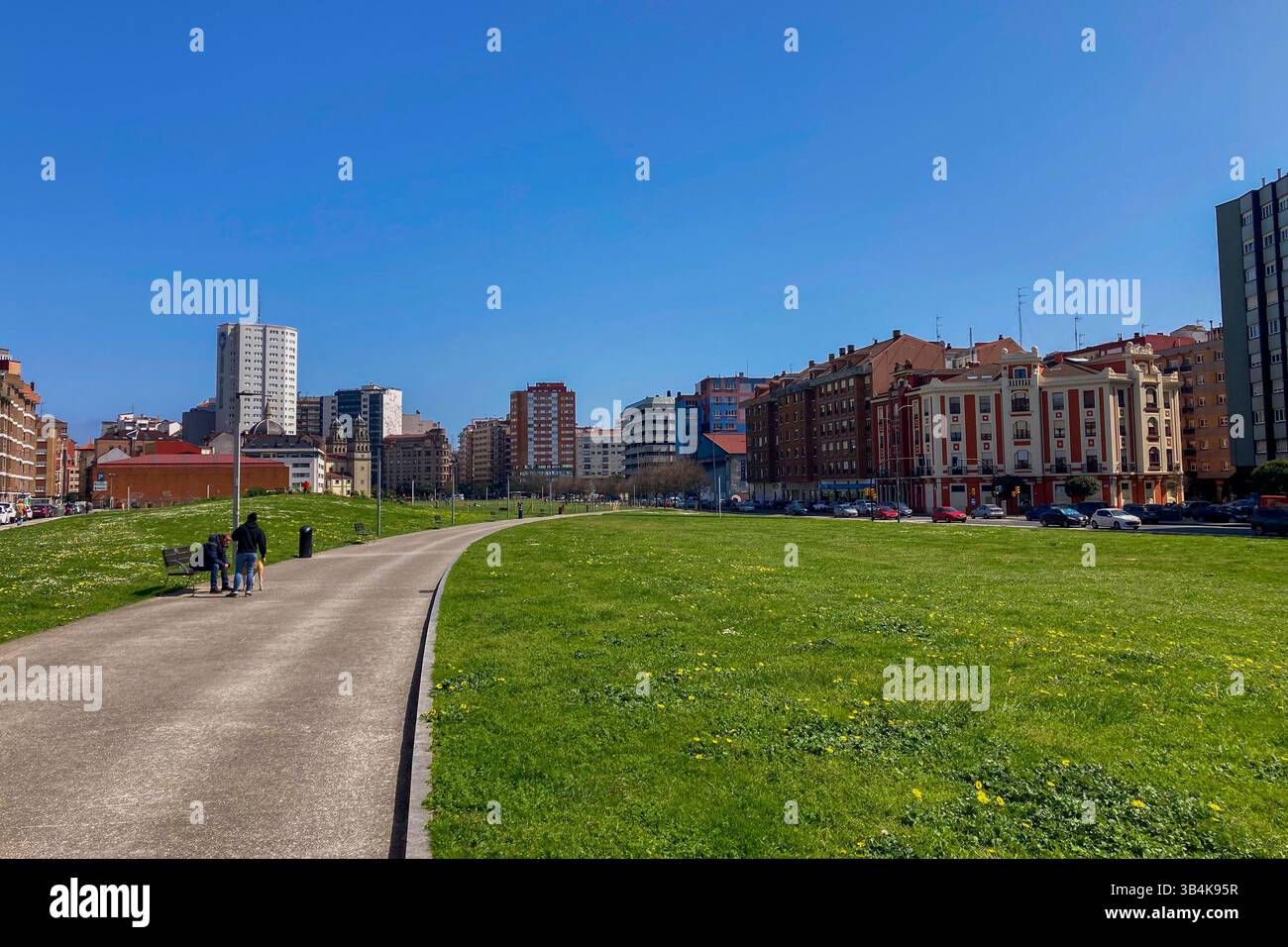 GIJON, SPAIN - APRIL  7, 2025: Gijón is a vibrant coastal city in Asturias, Spain, known for its beaches, culture, and maritime heritage. - Smartphone Captured Stock Image
