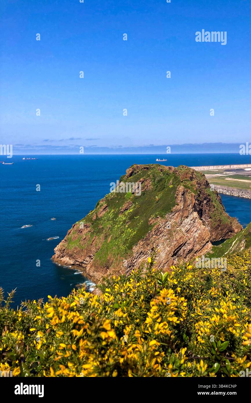 Scenic coastal landscapes in Gijón, Asturias, Spain - Smartphone Captured Stock Image
