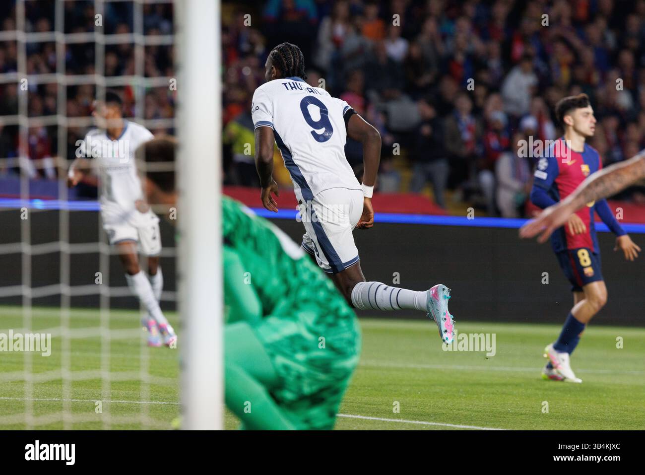 Marcus Thuram Seen Celebrating After Scoring Goal During UEFA Champions Marcus Thuram Seen Celebrating After Scoring Goal During UEFA Champions