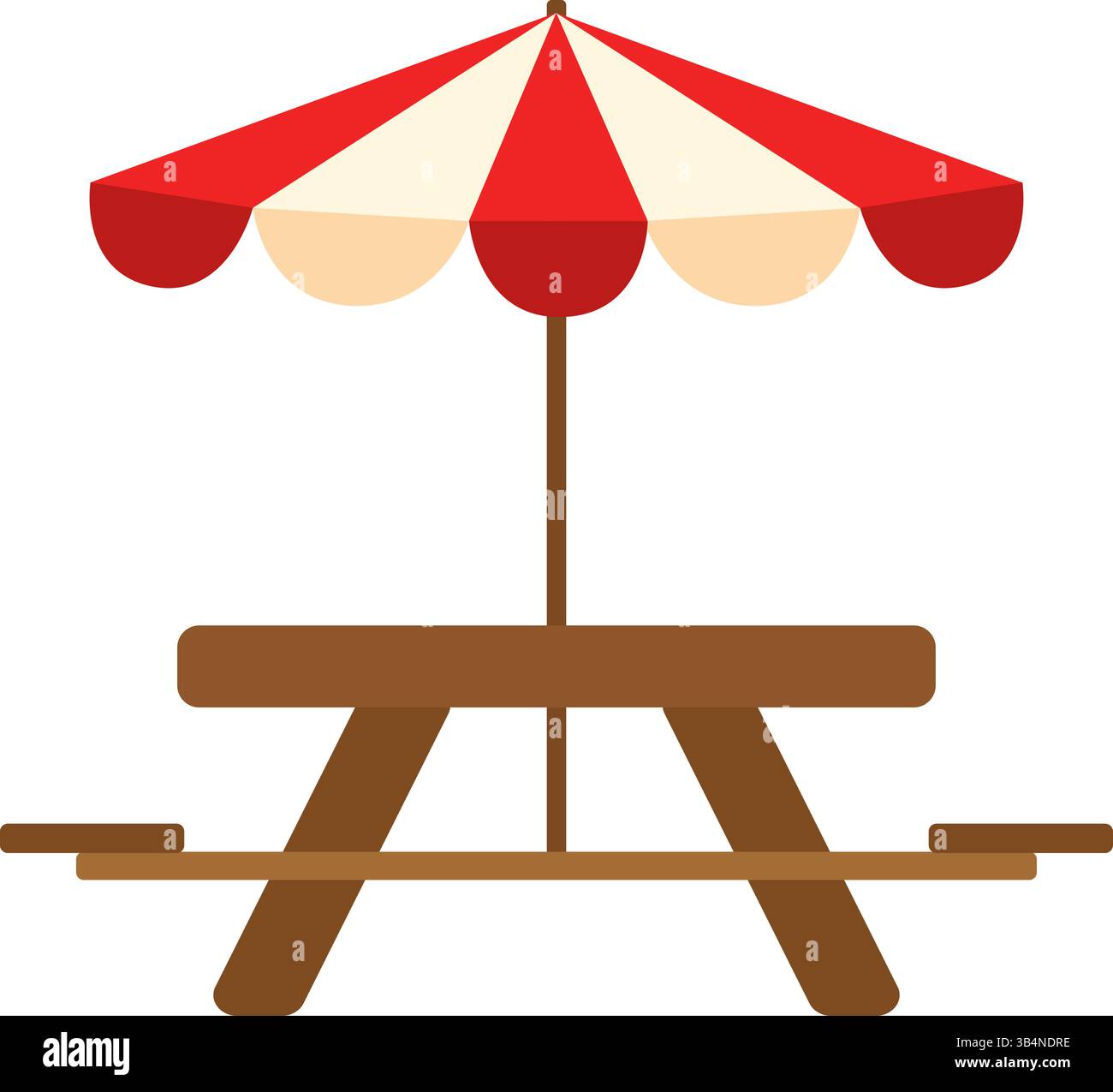 Picnic bench with umbrella. Vector illustration Stock Vector