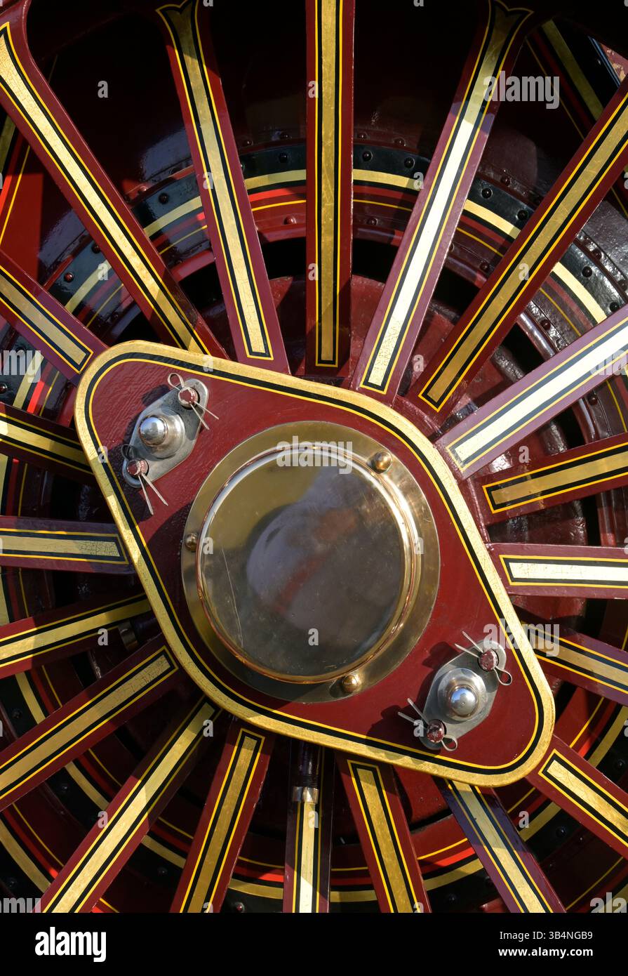 rear drive wheel of vintage steam traction engine, henham suffolk ...