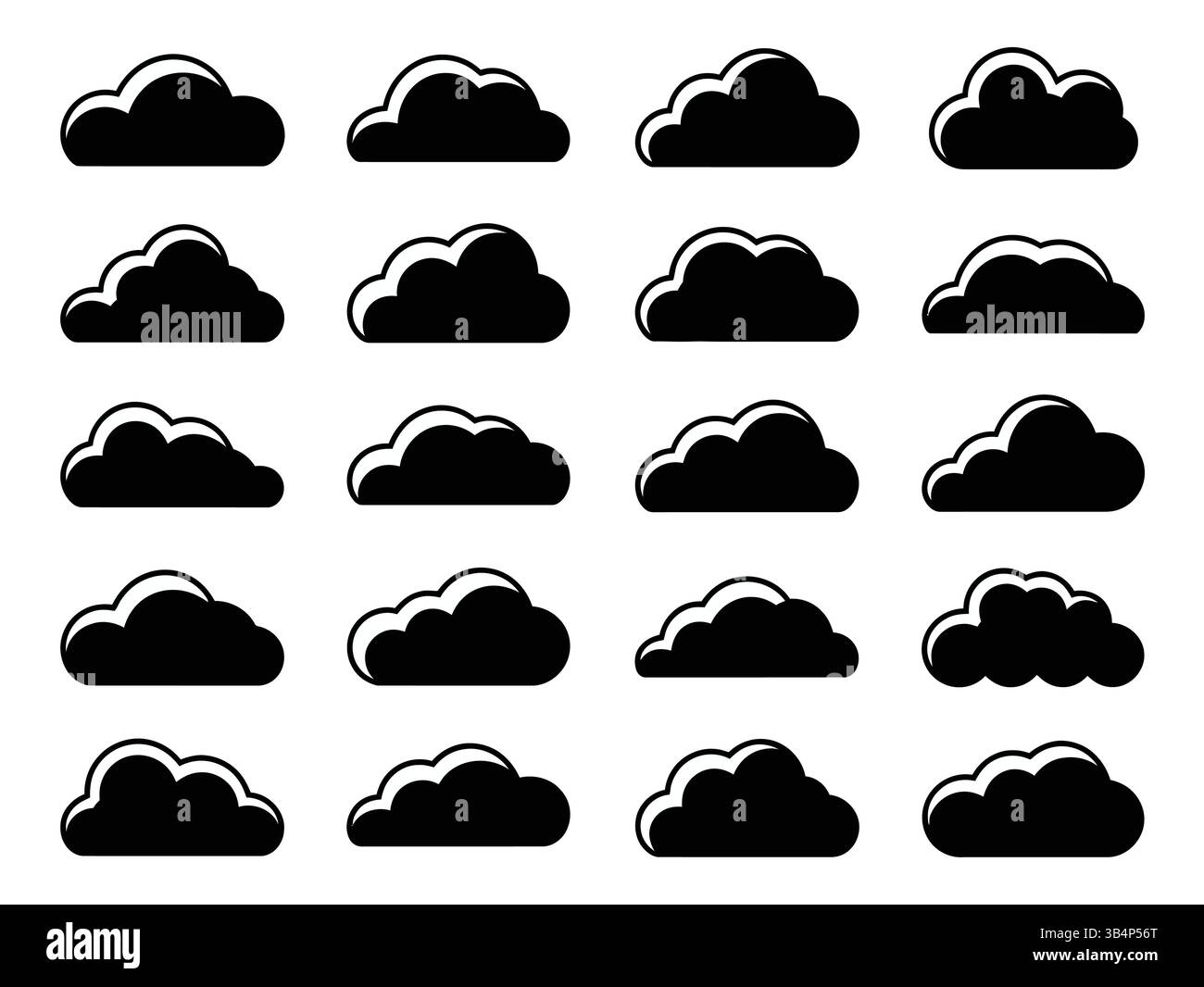 vector illustration set features diverse cloud icons on white Stock ...