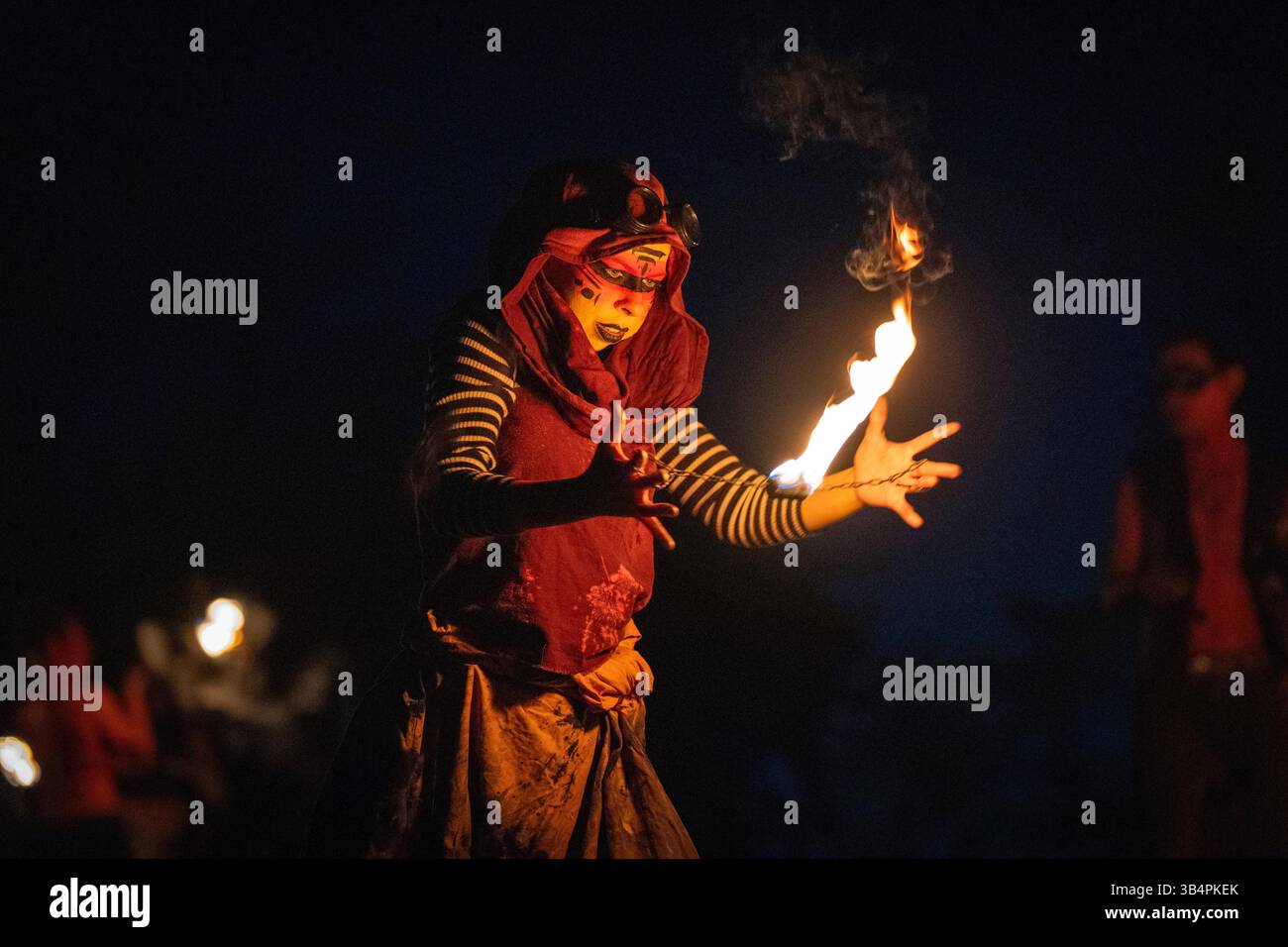 Performers take part in the Beltane Fire Festival in Edinburgh. A ...
