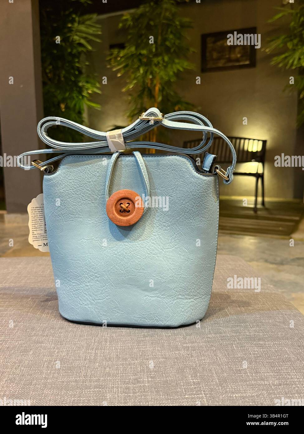Light Blue Hand Bag - Smartphone Captured Stock Image