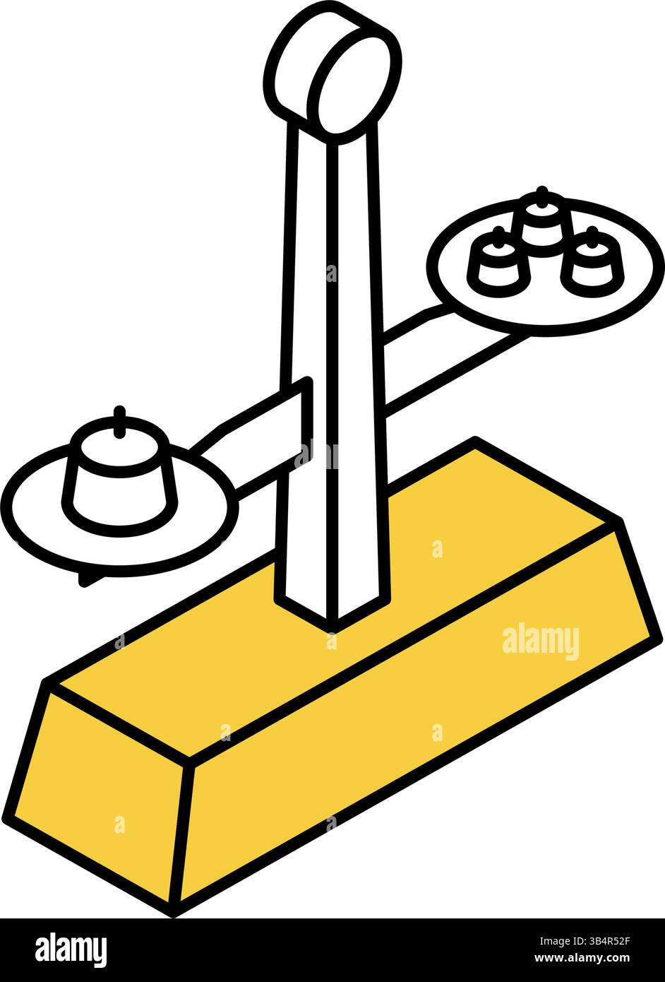 Simple line drawing icon of a scale with weights on it, isometric ...