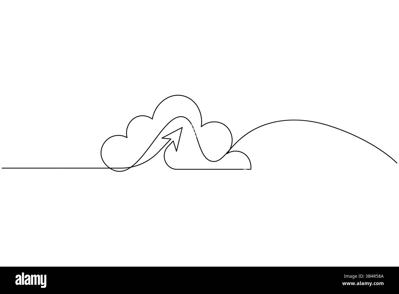Cloud storage continuous one line drawing and minimalist style isolate outline vector icon Stock Vector