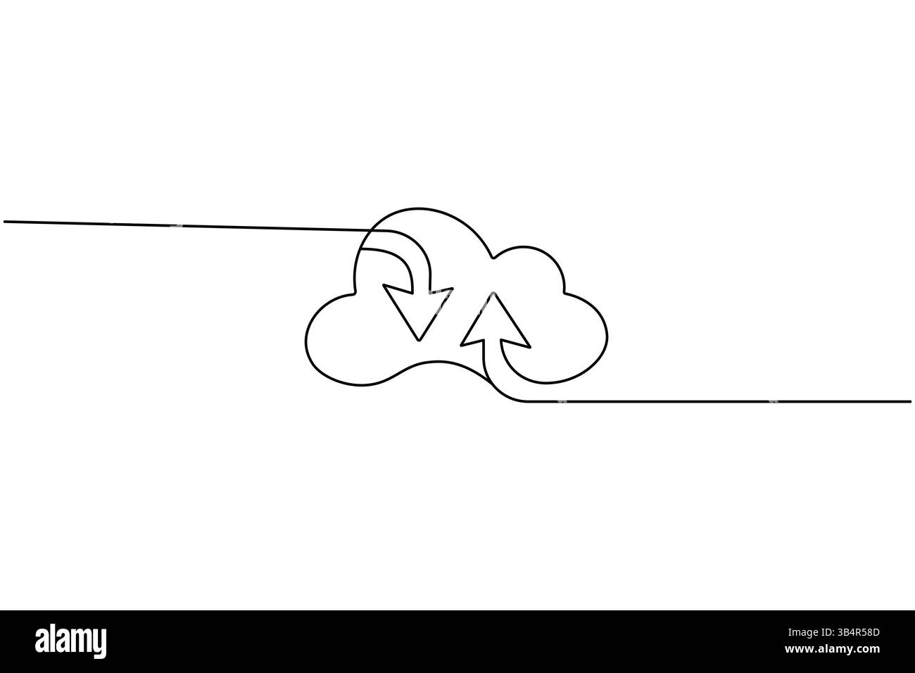 Cloud storage continuous one line drawing and minimalist style isolate outline vector icon Stock Vector