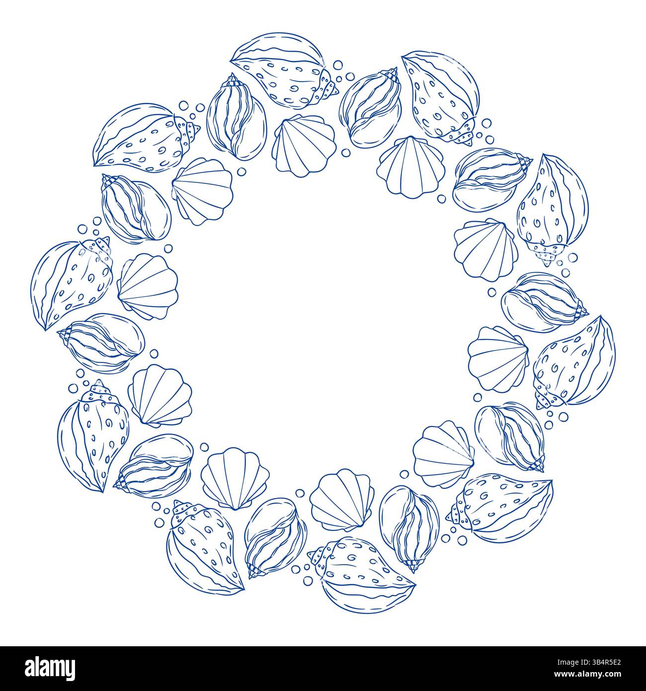 Decorative shell pattern design for coastal-themed decor in a circular ...