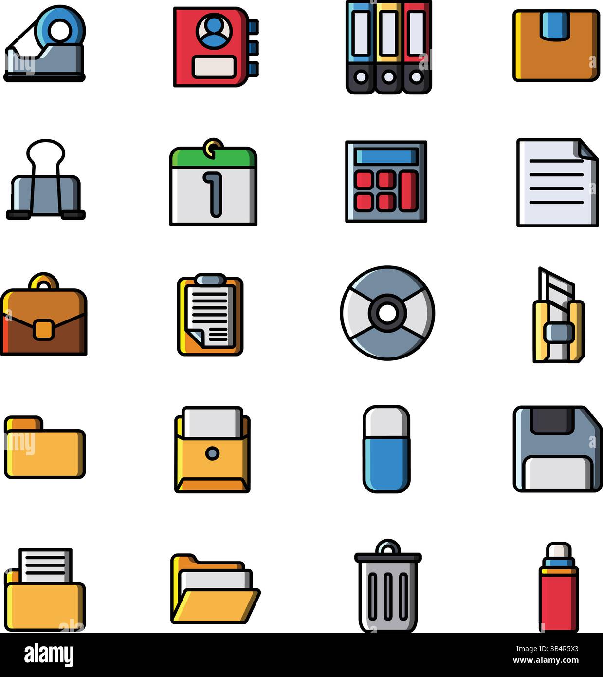 Office Material Icons Set - Work, Stationery, and Business Tools ...