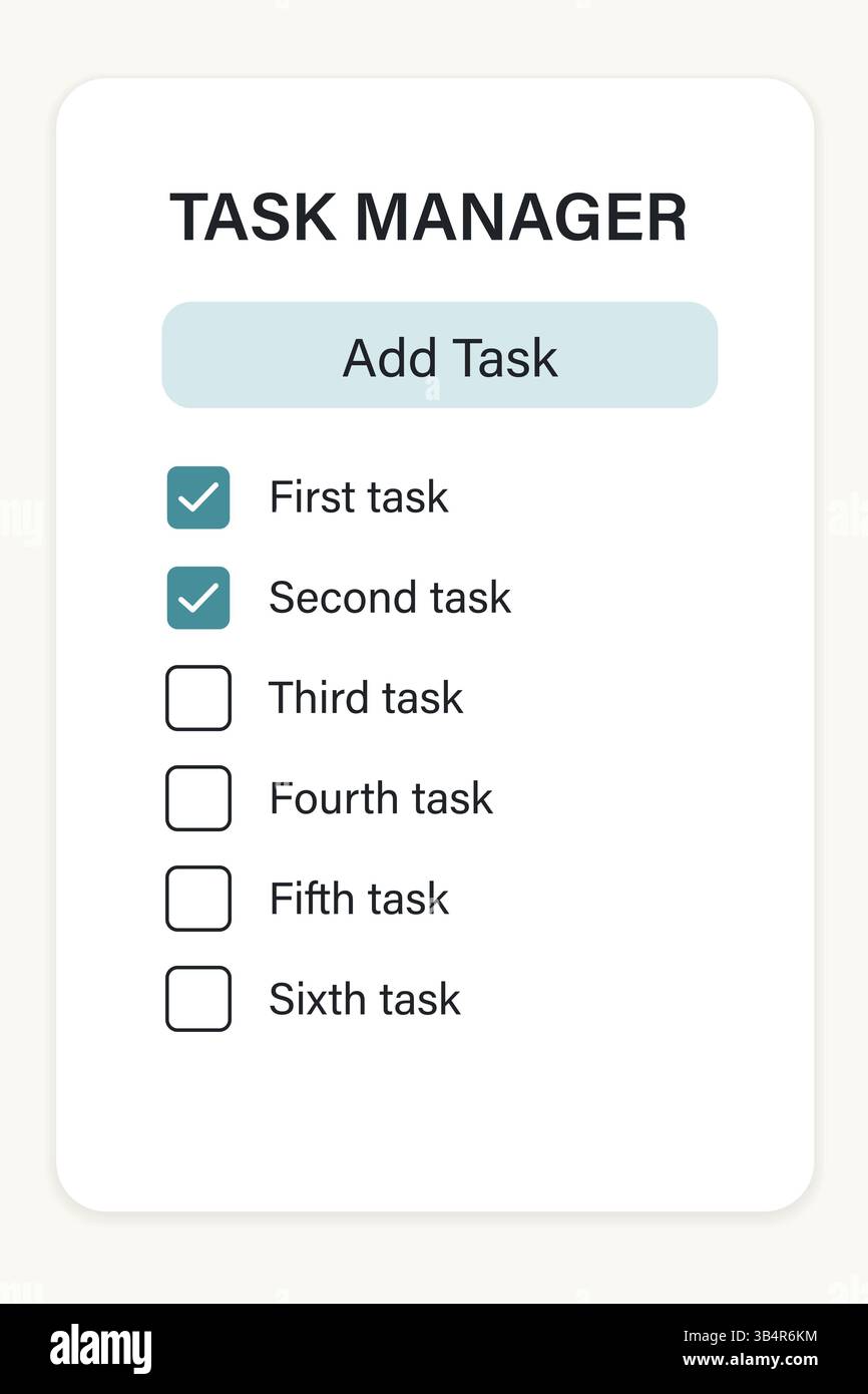 Efficient task manager screen featuring a to-do list layout with functional checkboxes included. Stock Vector