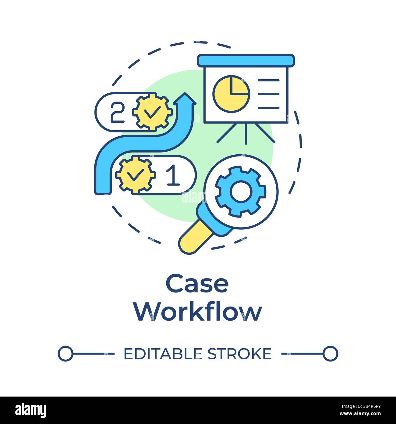 Case workflow multi color concept icon Stock Vector