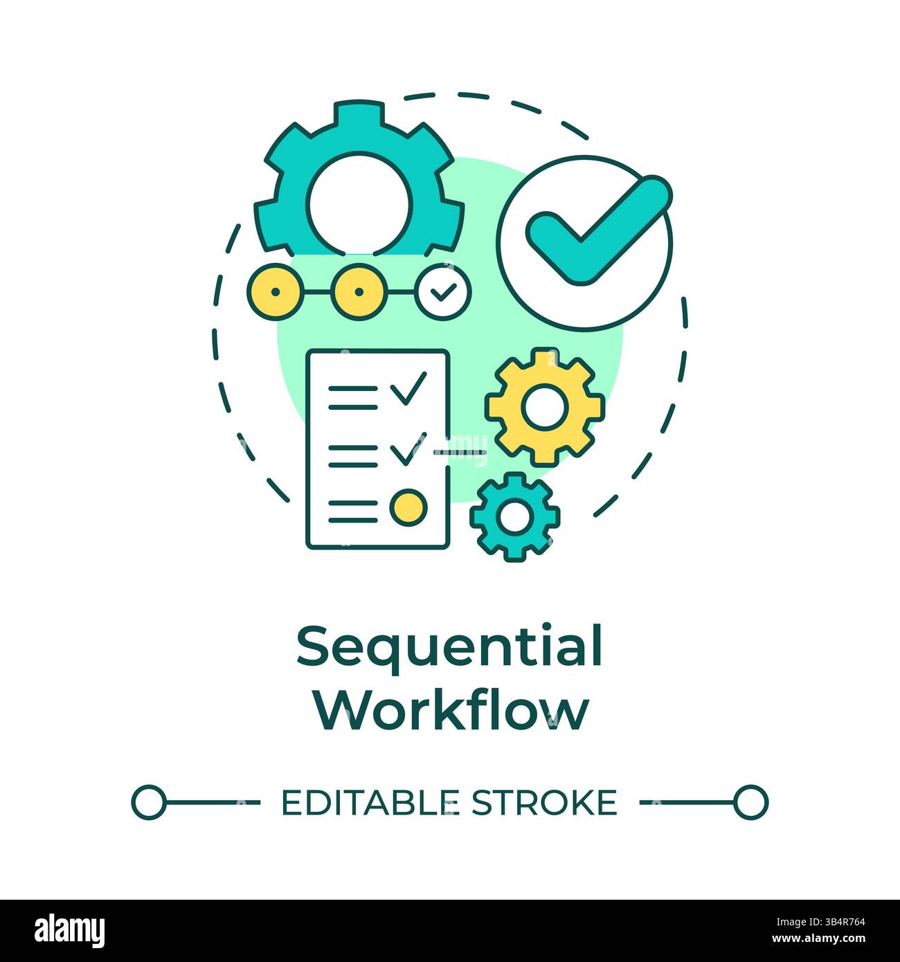 Sequential workflow multi color concept icon Stock Vector