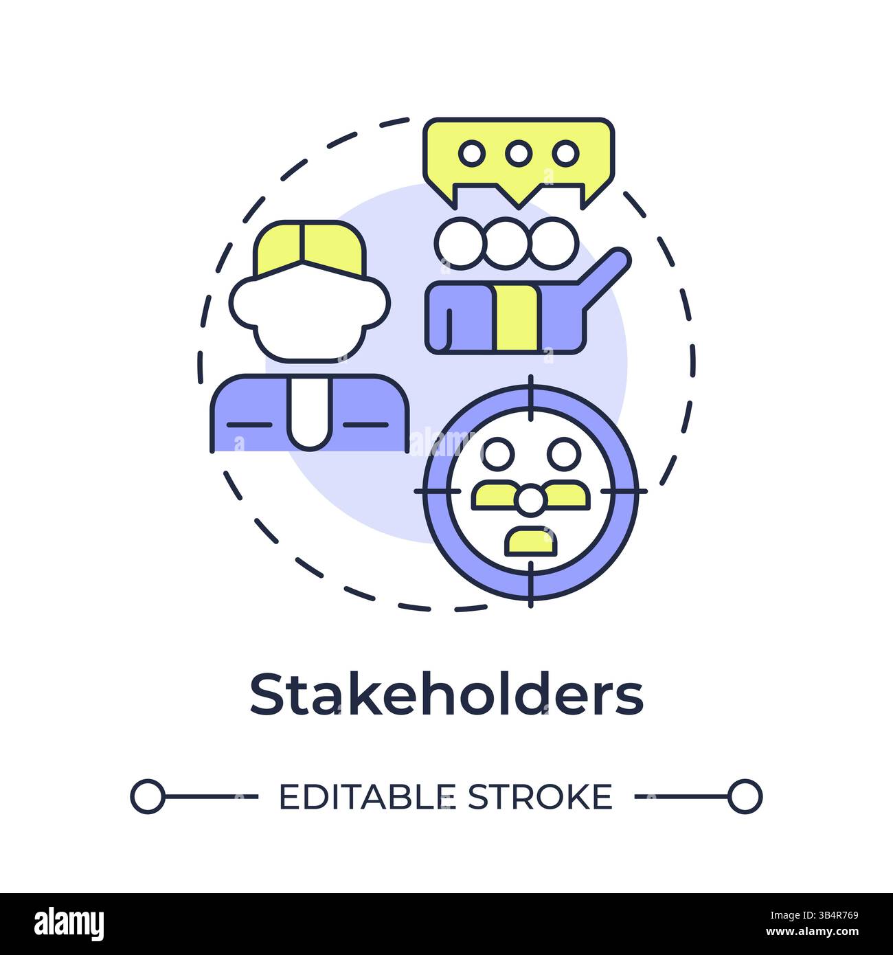 Stakeholders multi color concept icon Stock Vector