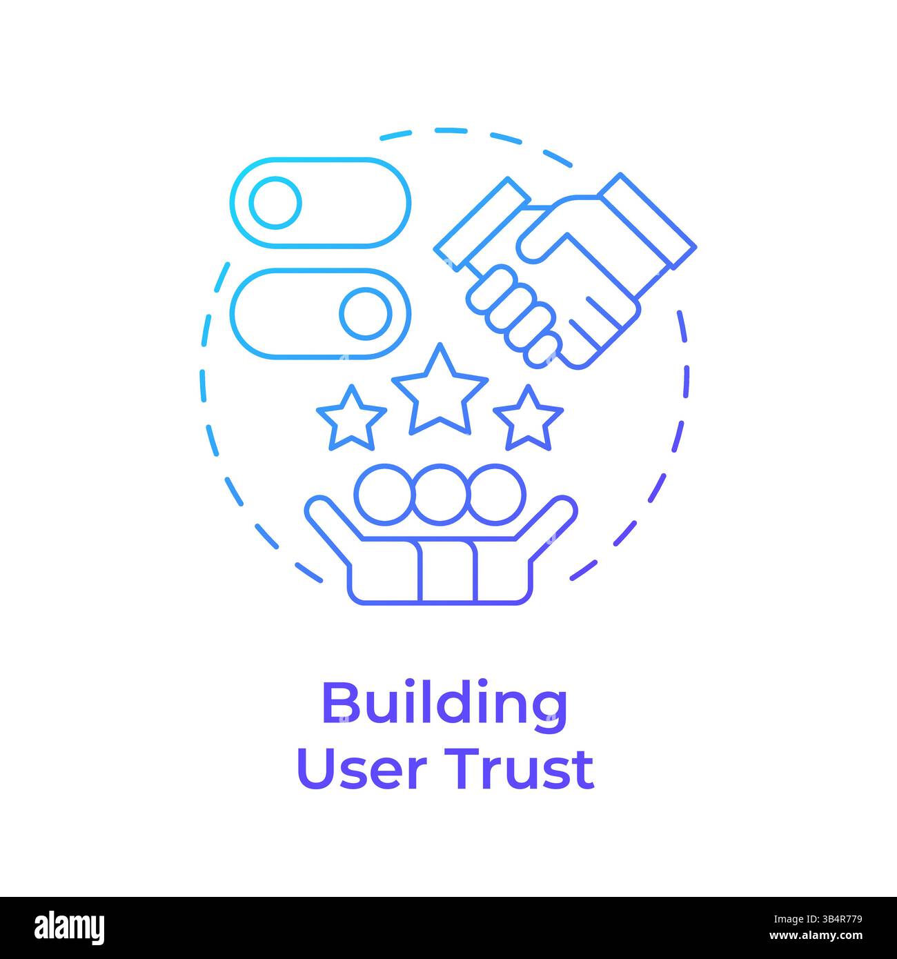 Building user trust blue gradient concept icon Stock Vector