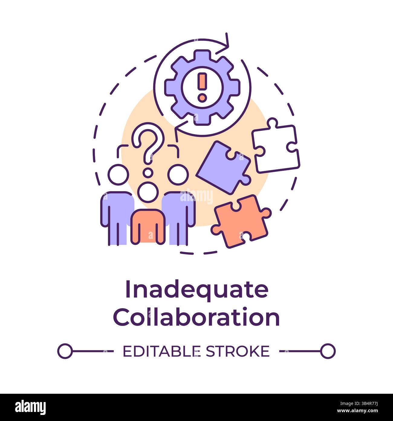 Inadequate collaboration multi color concept icon Stock Vector Image ...