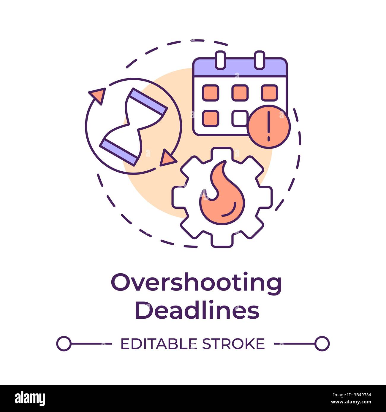 Overshooting deadlines multi color concept icon Stock Vector