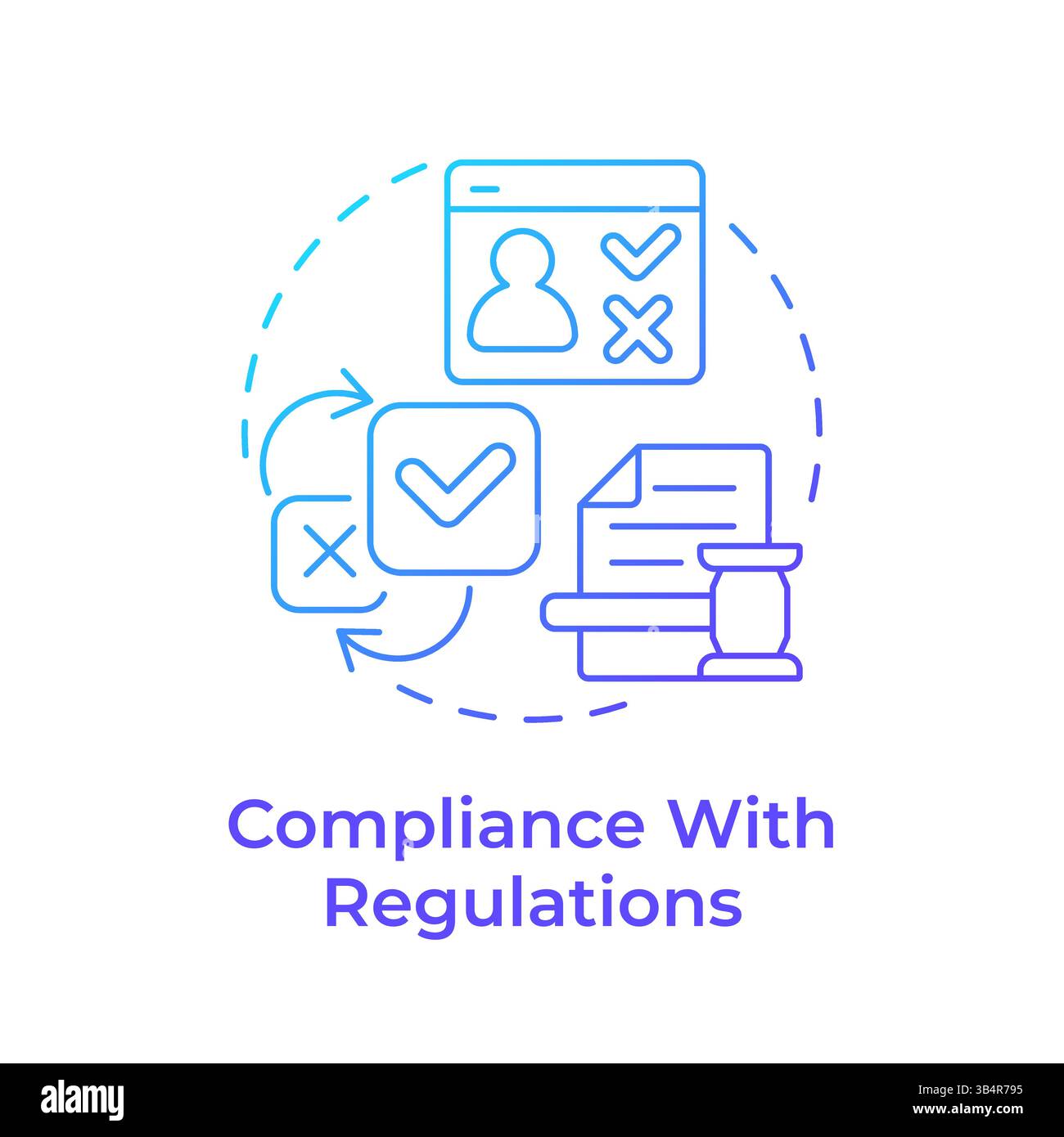 Compliance with regulations blue gradient concept icon Stock Vector