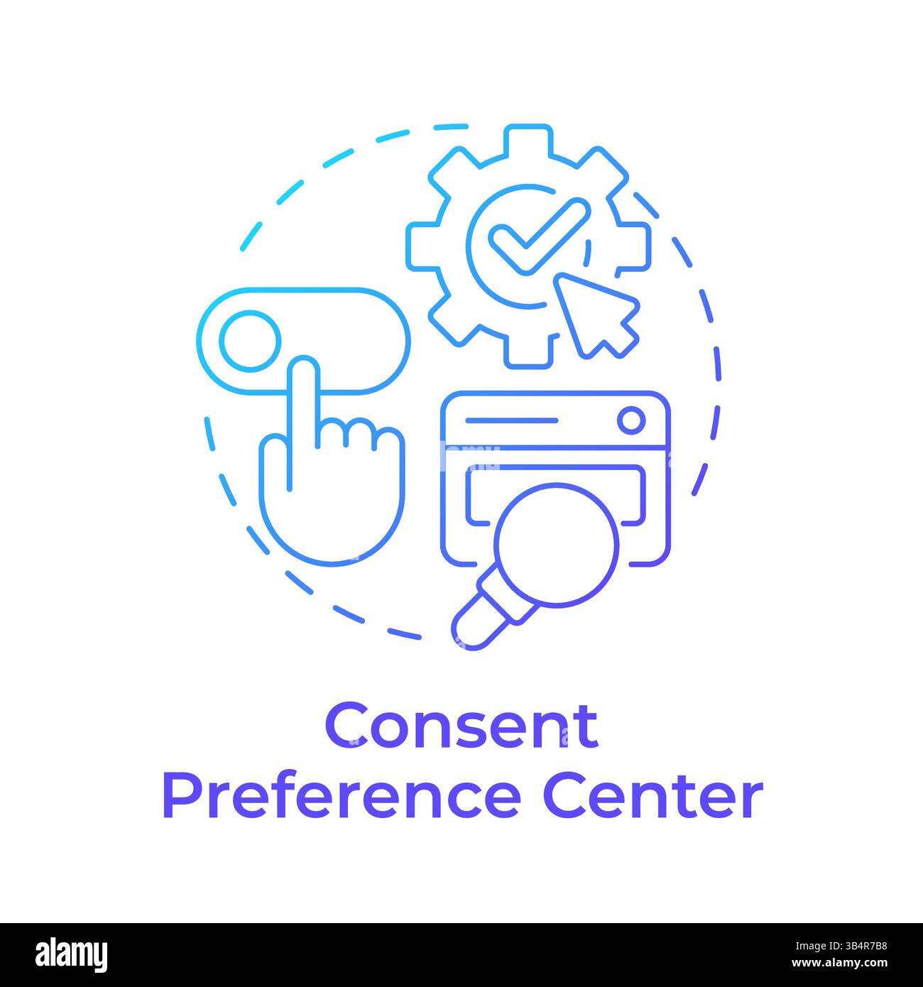 Consent preference c enter blue gradient concept icon Stock Vector