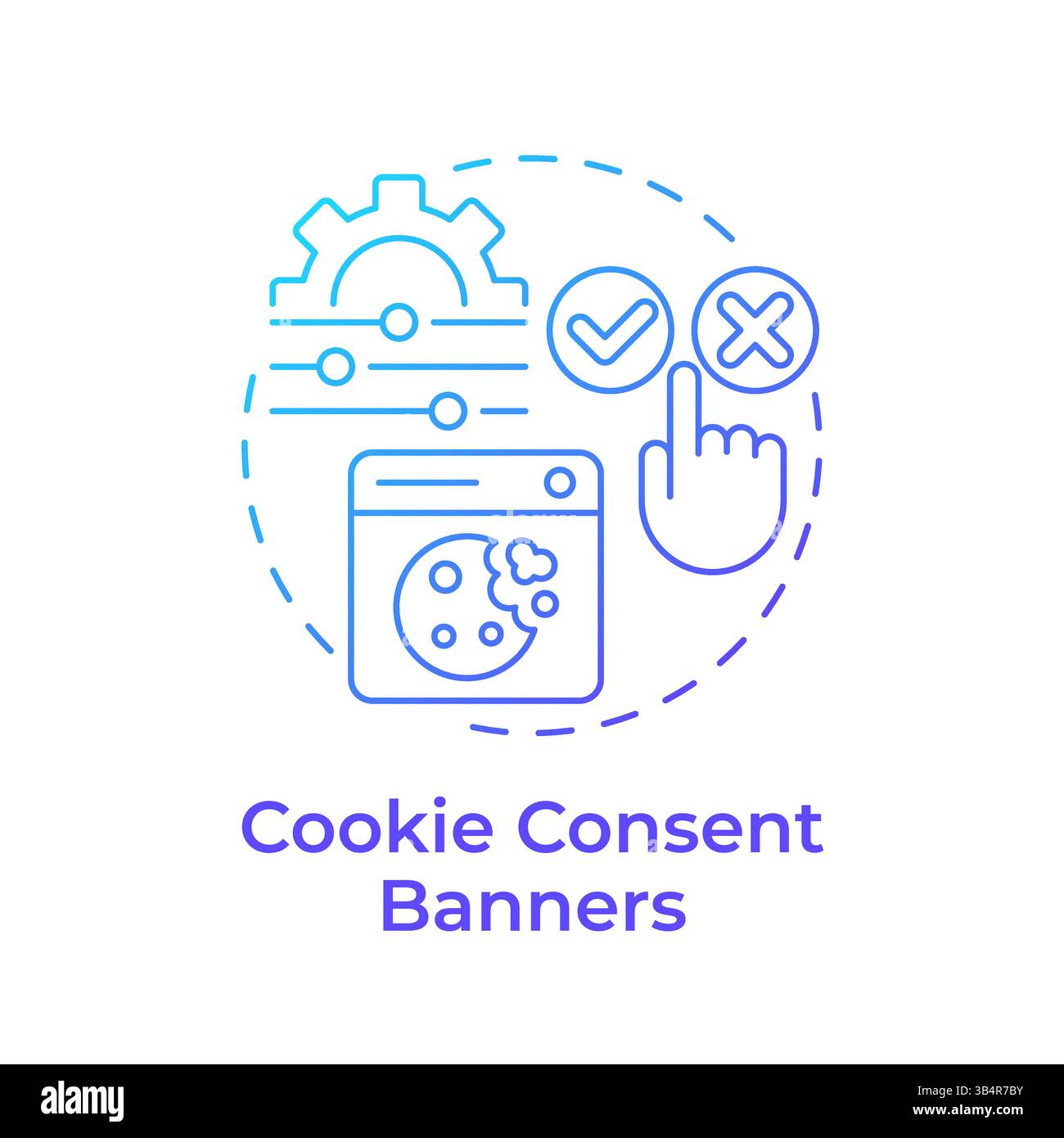 Cookie consent banners blue gradient concept icon Stock Vector