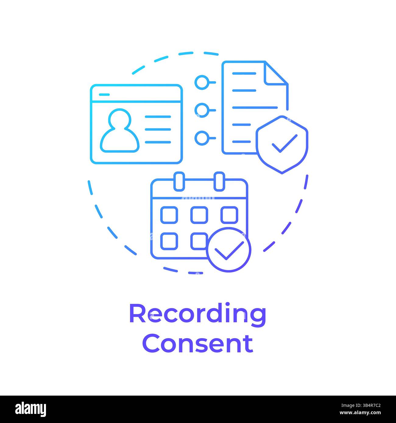 Recording consent blue gradient concept icon Stock Vector