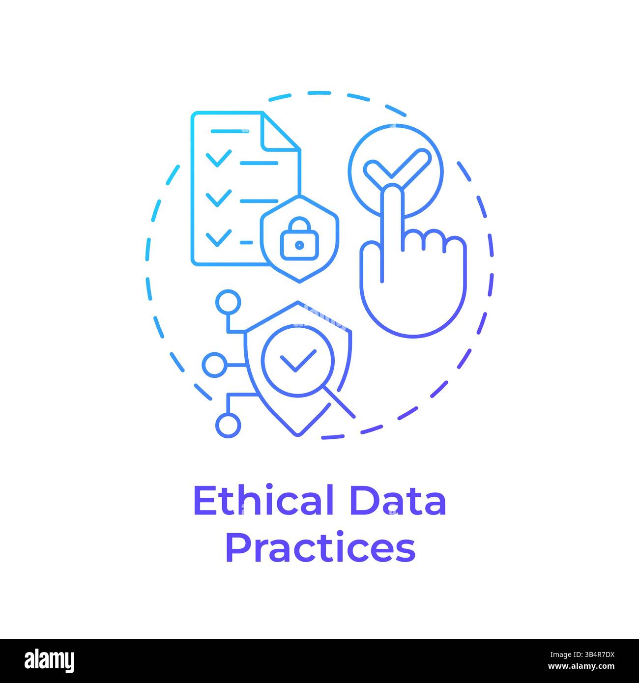 Ethical data practices blue gradient concept icon Stock Vector