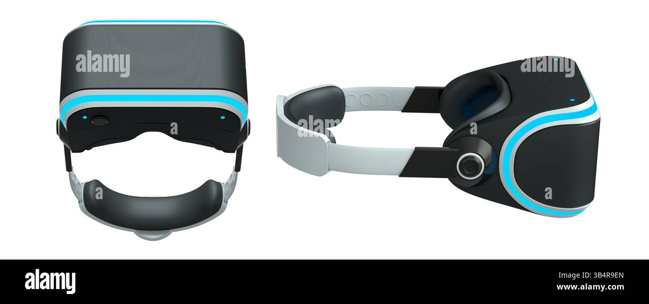 Virtual reality glasses and headset isolated on white background with ...