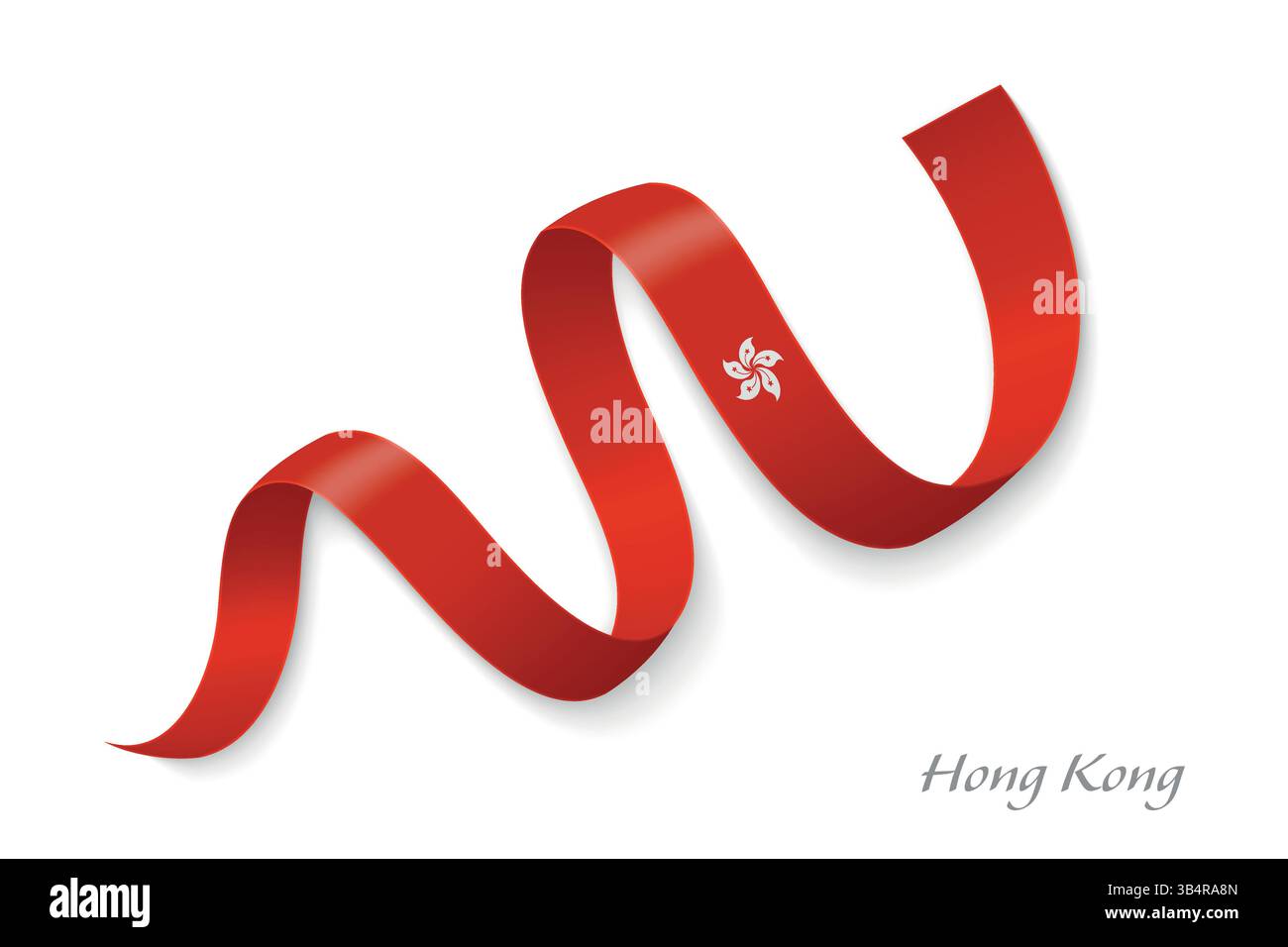 Hong Kong flag ribbon waving national colors, symbolizing pride, unity ...