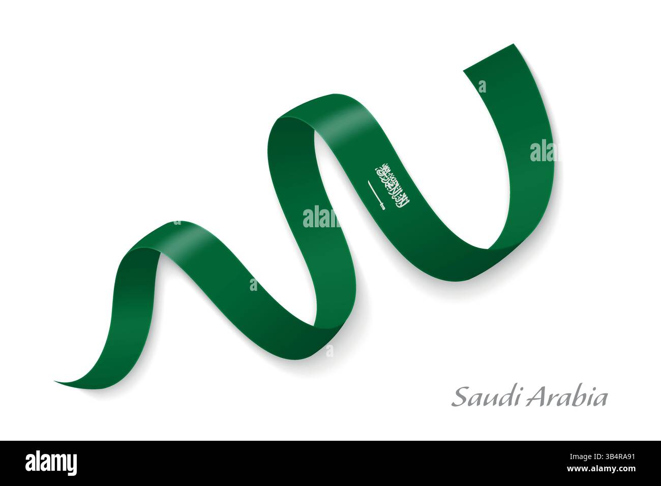 Saudi Arabia flag ribbon waving national colors, symbolizing pride ...