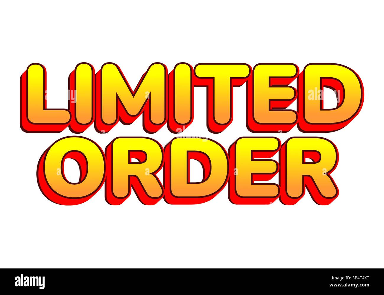 Limited order. Yellow-orange text with thick red outline in playful cartoon style Stock Vector